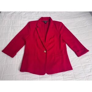 NYCC New York Clothing Co.‎ Red Blazer 3/4 Sleeve One Button Career Jacket